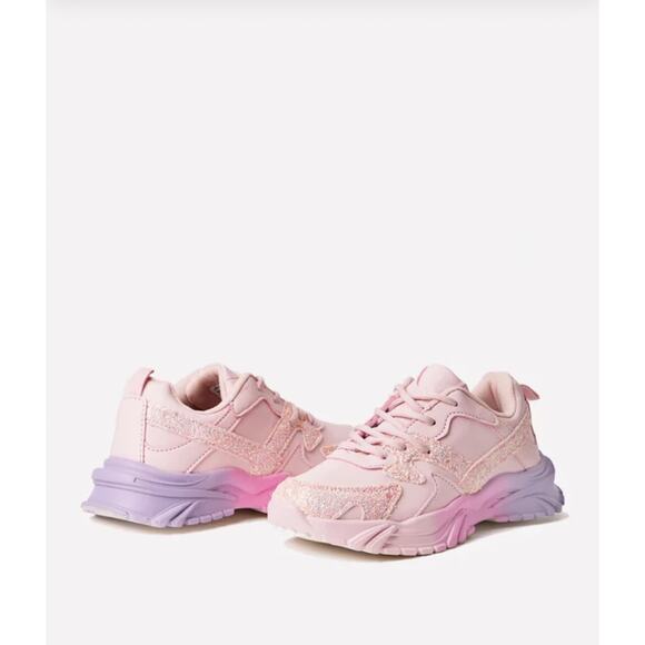 FabKids Pink Ombre Glitter Sneakers - Size 10 - - Picture 3 of 6
